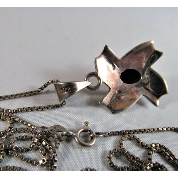 Sterling 925 Silver Lapis Lazuli Gemstone Abstract Pendant Necklace Vintage - Picture 5 of 9